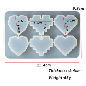Crystal Silicone Epoxy Mould Pixel Love Shape Resin Mold DIY Jewelry Craft