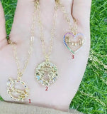 DIY Heart Mama Charms Necklace CZ Crystal Animal Pendant Necklace