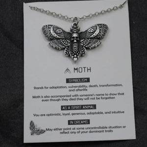 Deaths Head Skull Moth necklace with card - rebirth meaning for her