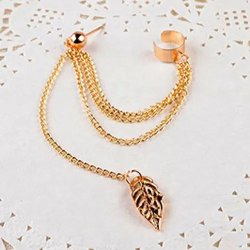 Leaf Tassel Earrings For Women Gift Ear Cuff