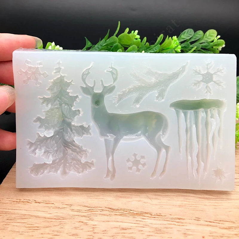 Elk Snowflake Christmas Tree Silicone Mold for Epoxy Resin DIY Crafts