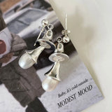 European 925 Silver Sterling Alien Pearl Earrings For Women