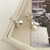 European 925 Silver Sterling Alien Pearl Earrings For Women