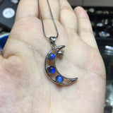 Labradorite Stone Crescent Moon Chakra Pendant