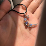 Labradorite Stone Crescent Moon Chakra Pendant
