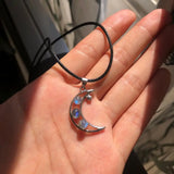 Labradorite Stone Crescent Moon Chakra Pendant
