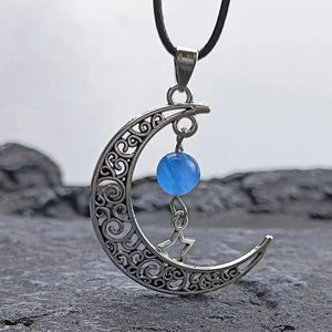 Moon Bead Stone Pendant Necklace Quartz Crystals Jewelry