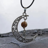 Moon Bead Stone Pendant Necklace Quartz Crystals Jewelry