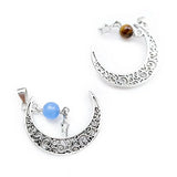 Moon Bead Stone Pendant Necklace Quartz Crystals Jewelry