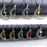 Moon Bead Stone Pendant Necklace Quartz Crystals Jewelry