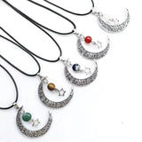 Moon Bead Stone Pendant Necklace Quartz Crystals Jewelry