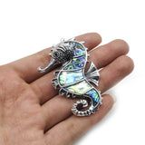Vintage Seahorse Abalone Shell Pendant Necklace Jewelry