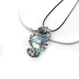 Vintage Seahorse Abalone Shell Pendant Necklace Jewelry