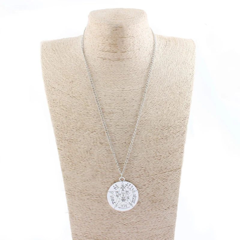 Witchcraft Tetragrammaton Pentagram Necklace Chain Star Charms Silver Jewelry