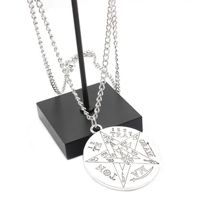 Witchcraft Tetragrammaton Pentagram Necklace Chain Star Charms Silver Jewelry