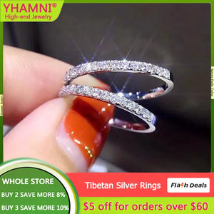 2mm Zircon Tibetan Silver Ring for Women