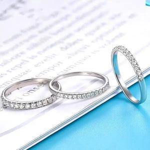 2mm Zircon Tibetan Silver Ring for Women