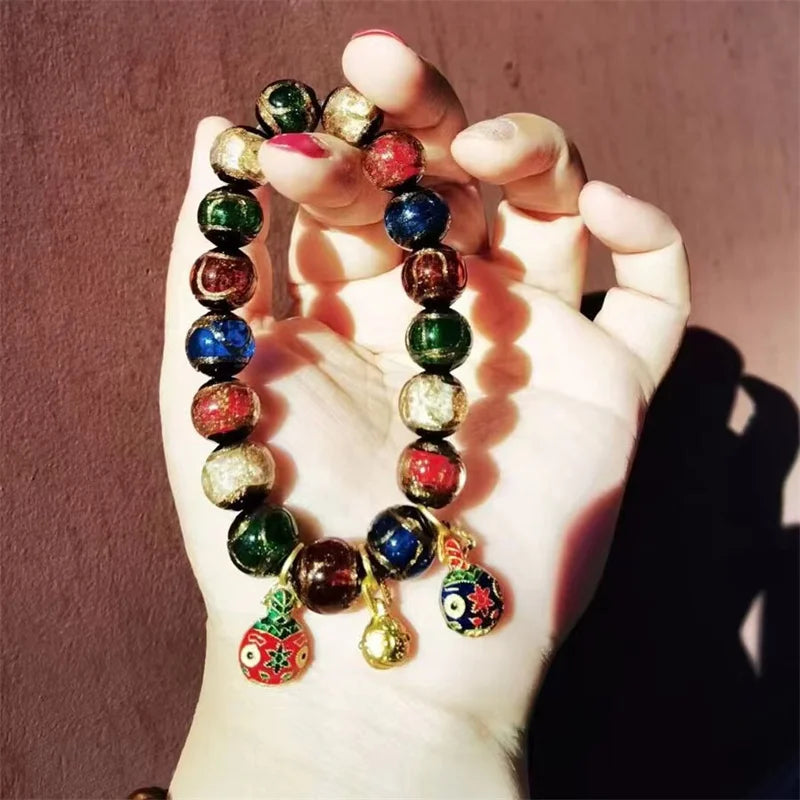 Grey Glaze Multicolor Swallowing Beast Couple Bracelet