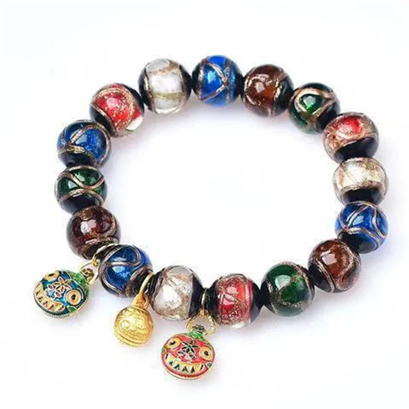 Grey Glaze Multicolor Swallowing Beast Couple Bracelet