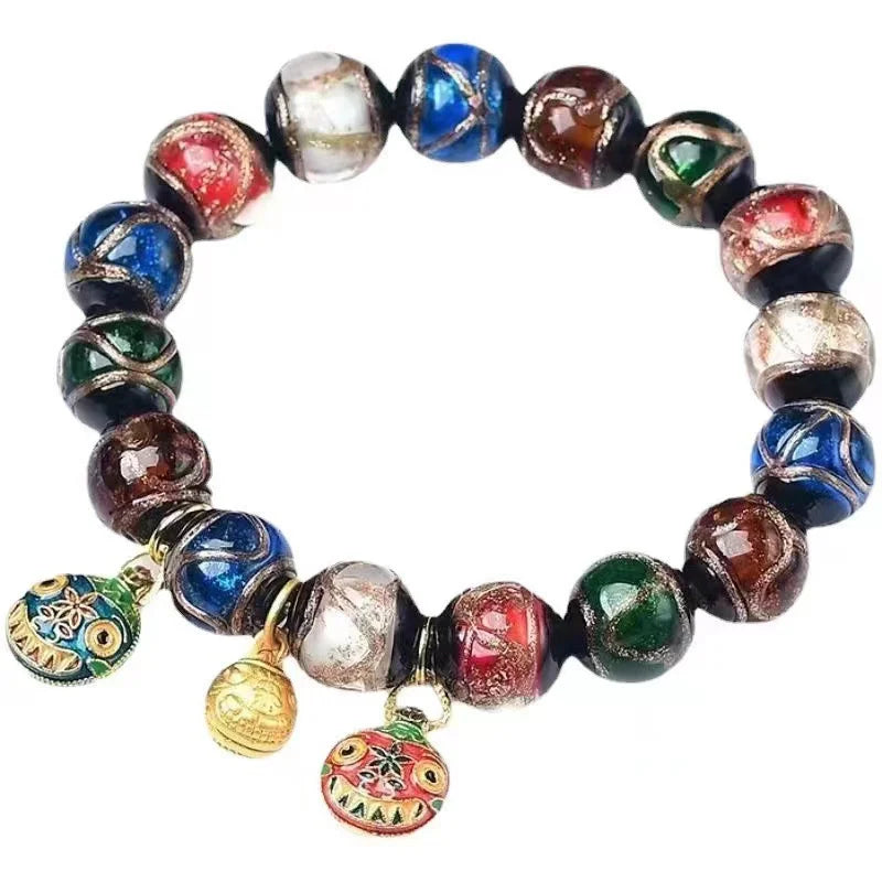 Grey Glaze Multicolor Swallowing Beast Couple Bracelet