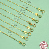 925 Silver Singapore Chain Necklace for Woman 40+5/40/45cm