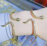 Copper Zircon CZ Animal Snake Cuff Bracelet Women Jewelry