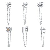 925 Sterling Silver Lightning/Snake Chain Tassel Earrings