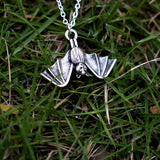 Hanging Bat Necklace Realistic Animal Pendant Spirit Totem