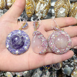 Polymer clay Inlay Stone Pearl Rhinestone Charms Pendant DIY Jewelry Making