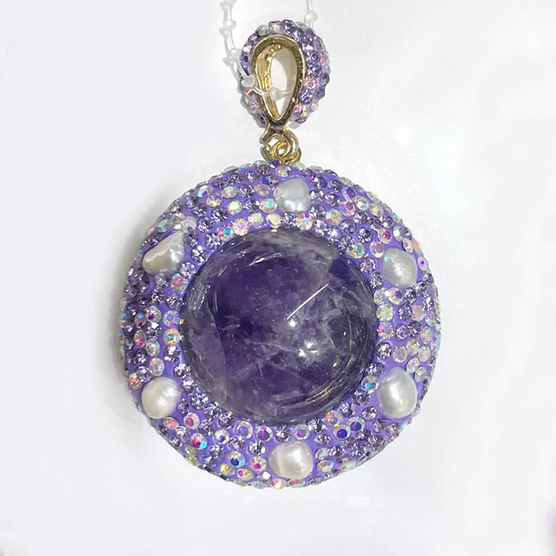 Polymer clay Inlay Stone Pearl Rhinestone Charms Pendant DIY Jewelry Making