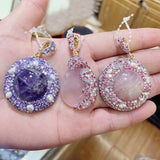Polymer clay Inlay Stone Pearl Rhinestone Charms Pendant DIY Jewelry Making