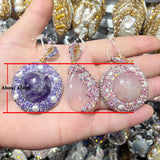 Polymer clay Inlay Stone Pearl Rhinestone Charms Pendant DIY Jewelry Making