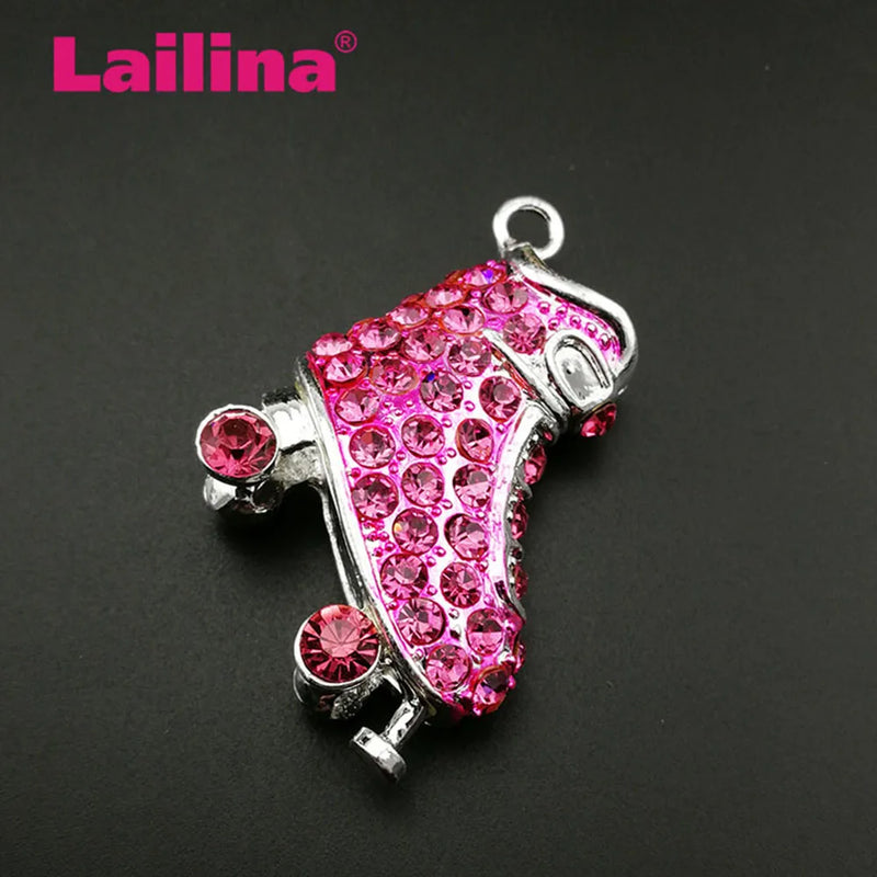 High 3D Rhinestone Crystal Roller Skate Pendant