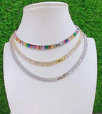 High Brass CZ Crystal Women Necklace Link Chain Jewelry