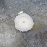 Irregular Oval Sun Flower Druzy Geode Agate Silvery Pendant