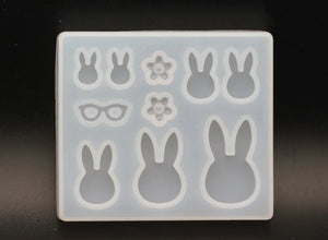 Liquid Silicone Resin Mold Rabbit Glasses Resin Charms Pendant Jewelry Molds
