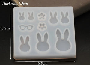 Liquid Silicone Resin Mold Rabbit Glasses Resin Charms Pendant Jewelry Molds