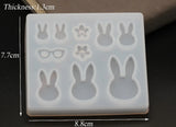 Liquid Silicone Resin Mold Rabbit Glasses Resin Charms Pendant Jewelry Molds