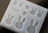 Liquid Silicone Resin Mold Rabbit Glasses Resin Charms Pendant Jewelry Molds