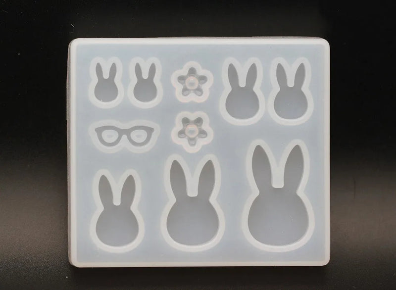 Liquid Silicone Resin Mold Rabbit Glasses Resin Charms Pendant Jewelry Molds