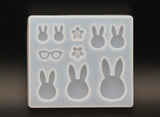 Liquid Silicone Resin Mold Rabbit Glasses Resin Charms Pendant Jewelry Molds