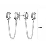 Silver Double Round Long Chain Earring for Women Jewelry