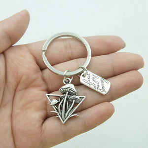 Joyful Triangular Forest Mushroom Key Chain