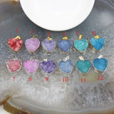Love Heart Natural Geode Agate Pendant, Druzy Quartz Necklace DIY