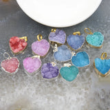 Love Heart Natural Geode Agate Pendant, Druzy Quartz Necklace DIY