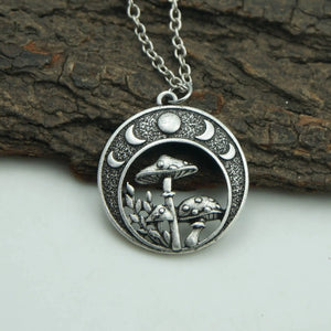 Magic Mysterious Moon Moon Mushroom Necklace Lady Pendant Gift