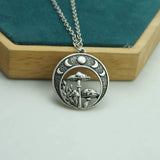 Magic Mysterious Moon Moon Mushroom Necklace Lady Pendant Gift