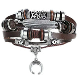 Men's Retro Punk Leather Woven Bracelet Multilayer Wrap Jewelry
