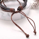 Men's Retro Punk Leather Woven Bracelet Multilayer Wrap Jewelry