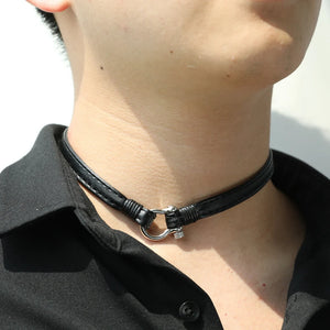 Men's Stainless Steel Horseshoe Buckle Necklace Bracelet